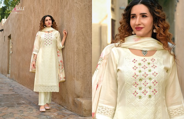 White Lotus By Lily And Lali Chanderi Silk Readymade Suits Wholesale Shop In Surat